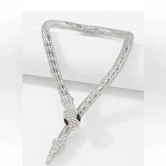 Serpenti Silver Snake Crystal Necklace - Picture 2 of 11